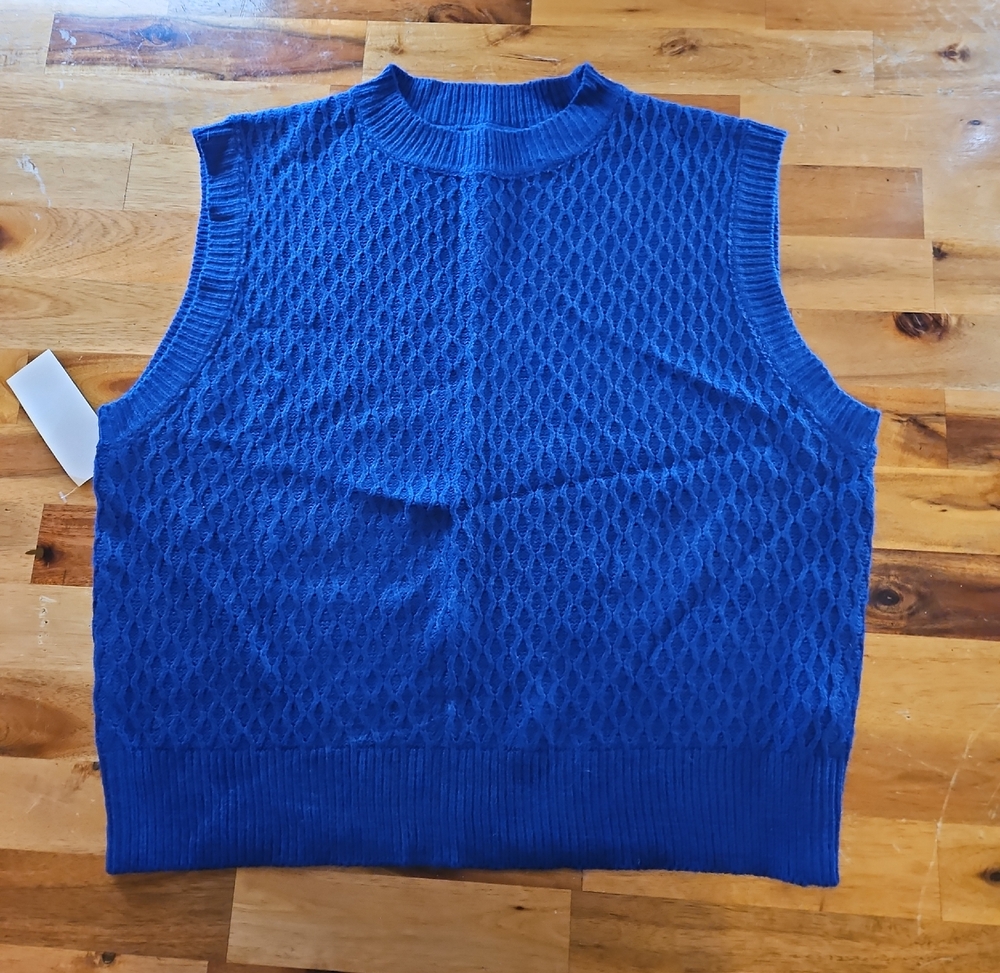 Textured Blue Sleeveless Top Dark electric blue. Beautiful color.